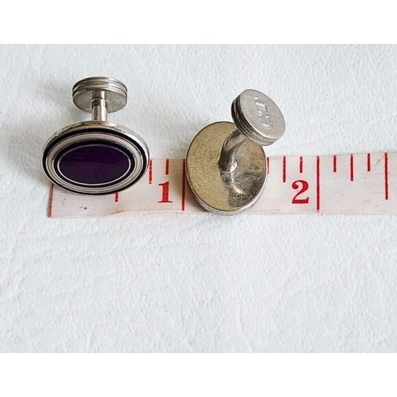 Cufflinks Genuine Charles Tyrwhitt Blue Enameled Silver-Plated Square Made in UK - Picture 6 of 6